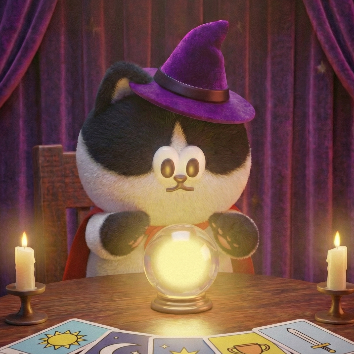 Sunmu as a fortune teller with a crystal ball